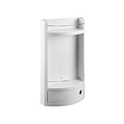White metal bathroom shelf with 2 tiers and drawer 28.8x13.5x51cm