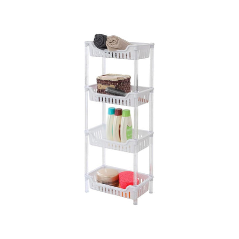 White plastic multipurpose 4-tier storage shelf 31.2x82.5x19cm