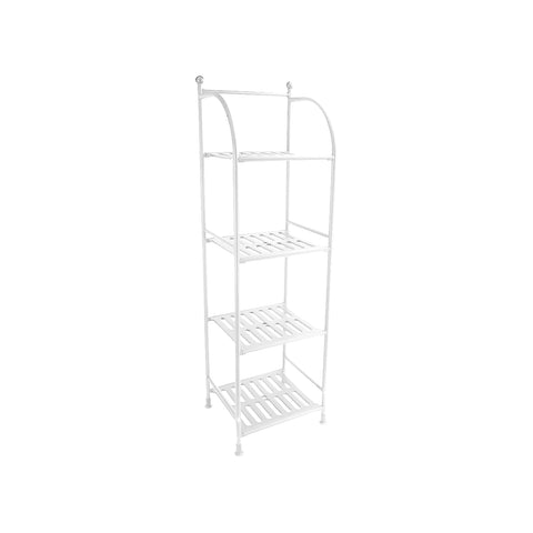 White metal 4-tier bathroom storage shelf 33.5x116x27.5cm