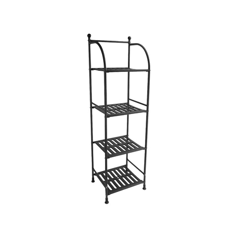 Black metal 4-tier bathroom storage shelf 33.5x116x27.5cm