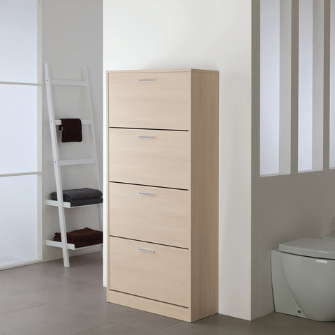 Larch shoe cabinet with 4 compartments 156cm