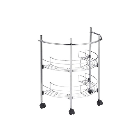 2-Tier Under-Sink Shelf with Wheels in Chrome-Plated Steel 55x67x34cm