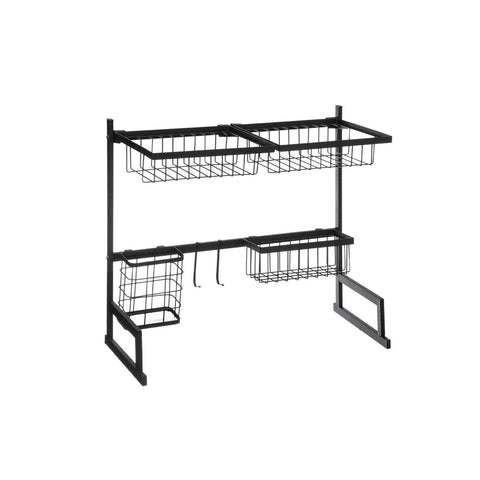 2-Tier Sink Organizer with Black Metal Dish Rack