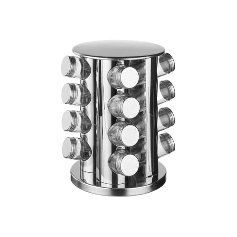 Rotating Spice Rack With 16 Glass Jars