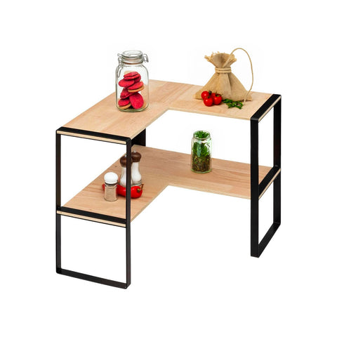 Kitchen corner shelf with 2 bamboo shelves, 40x35x40cm