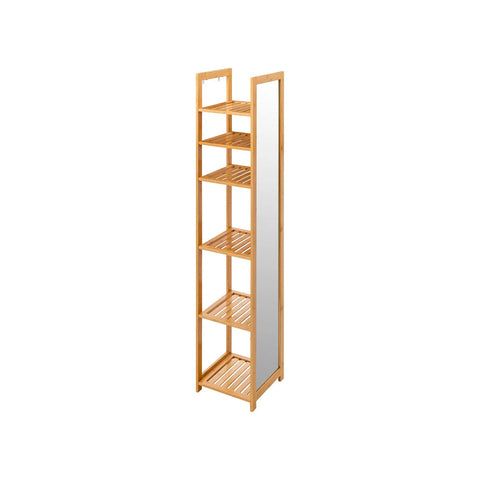 Column Shelf with 5 Shelves and Bamboo Mirror