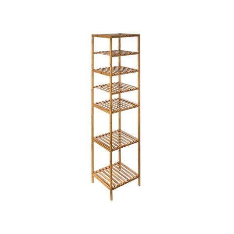 Bamboo Column Shelf with 6 Shelves – Space-Saving Shelves
