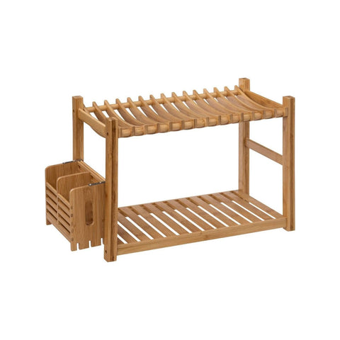2-Tier Dish Drainer and Bamboo Cutlery Organizer