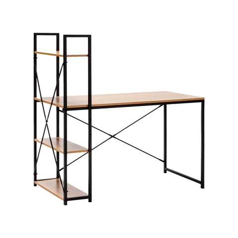 Aliaj desk with natural oak effect and side shelves, 113x60x120cm