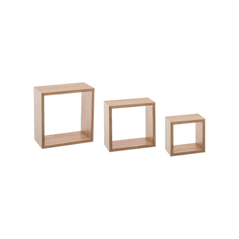 Set of 3 Wall-Mounted Cube-Shaped Shelves