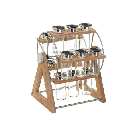 Rotating Wooden Spice Rack Stand 15 Jars