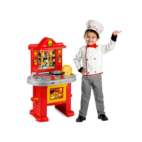 Red Chef Kitchen, 58cm Tall, with 14 Accessories Included