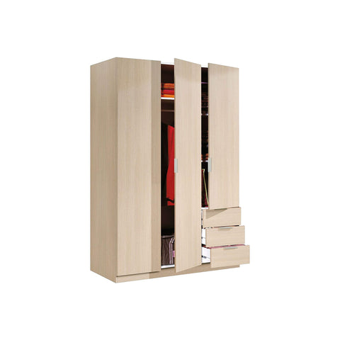 3-door, 3-drawer wardrobe 180x121x52cm