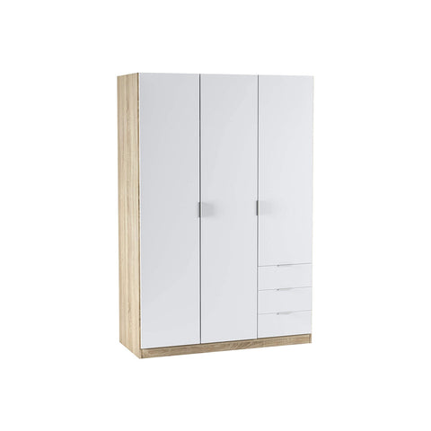 3-door, 3-drawer wardrobe 180x121x52cm