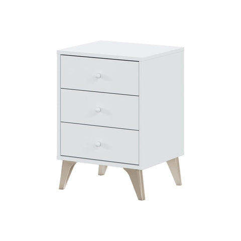 White 3-drawer bedside table 40x33x56cm
