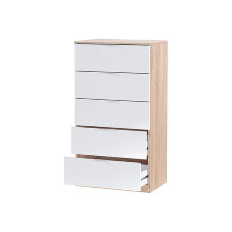 5-drawer cabinet, oak/white 60x40x110cm