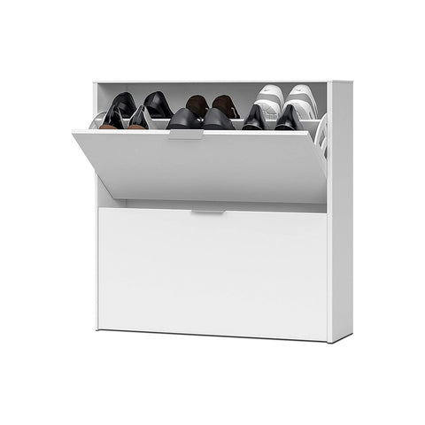 Shoe Cabinet with 2 Flaps, White, 76x75x22cm