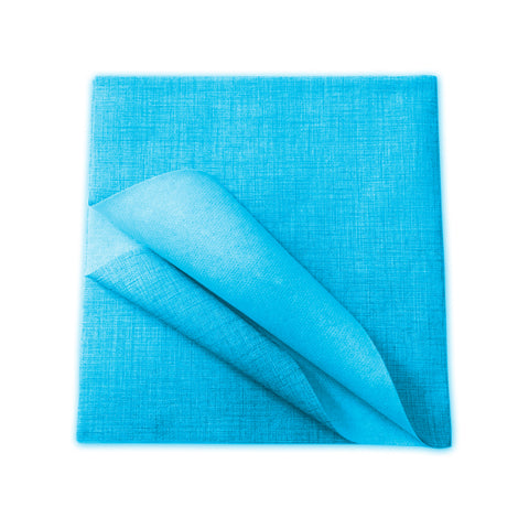 Set of 100 light blue disposable TNT tablecloths 100x100cm