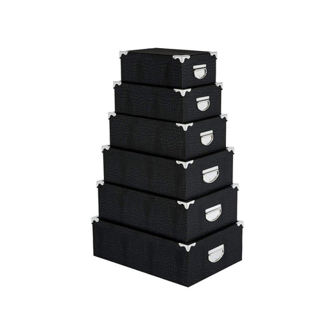 Set of 6 Black Storage Boxes