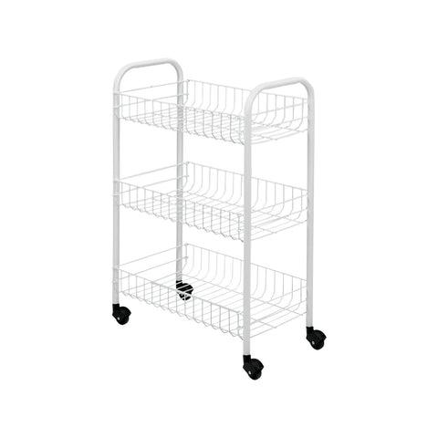 3-Tier White Kitchen Trolley 40x26x62cm