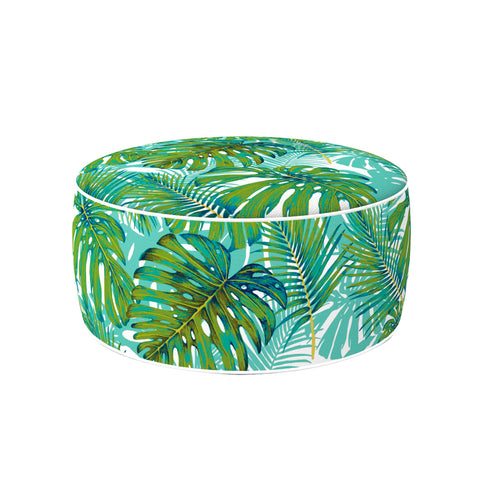 Removable Cover Leaf Pattern Ottoman Pouf 53cm