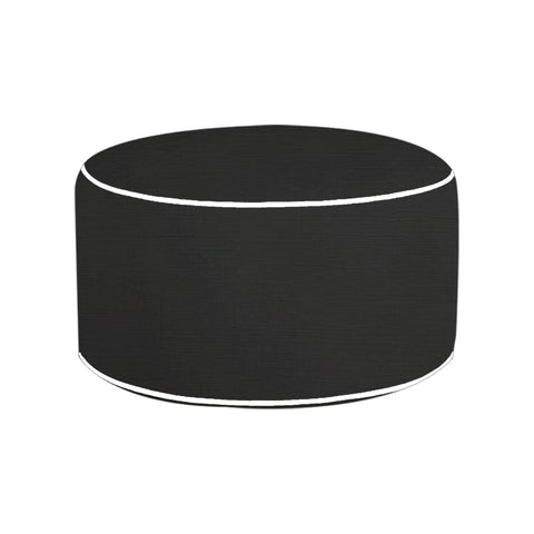 Waterproof Removable Cover Black Ottoman Pouf 53cm