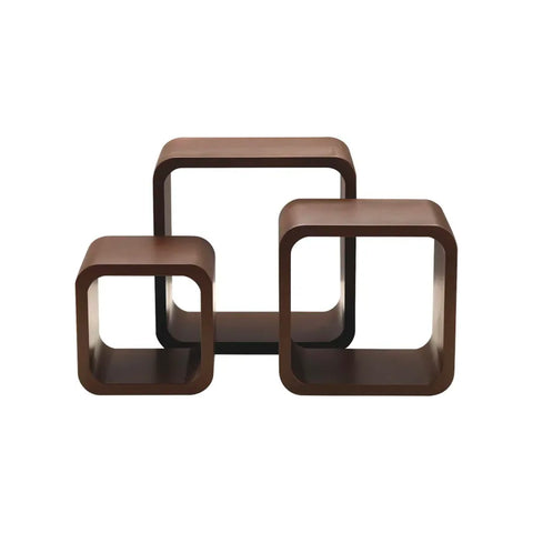 Set of 3 Square Wall Shelves 27x22x17cm