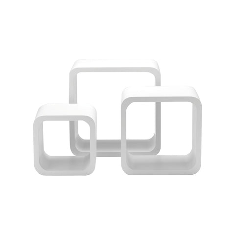 Set of 3 White Square Wall Shelves