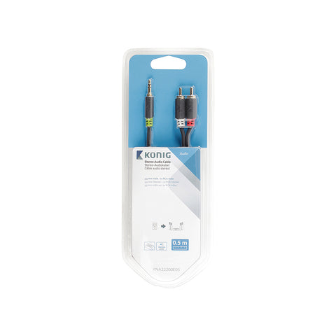 3.5mm M Stereo Cable - 2x RCA M 0,50m
