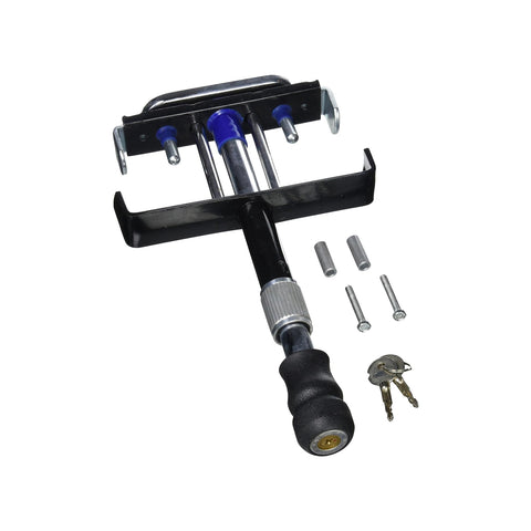 Adjustable telescopic anti-theft pedal lock with keys