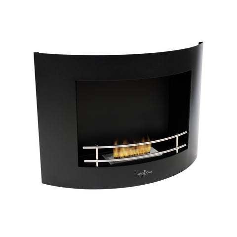 Ares Black Wall-Mounted Bioethanol Fireplace