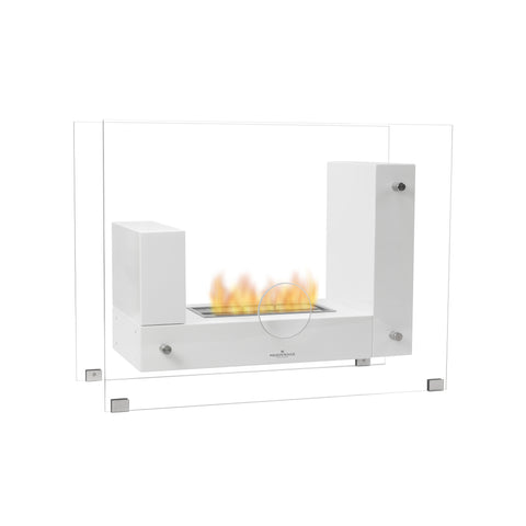 White Aurora Freestanding Bioethanol Fireplace