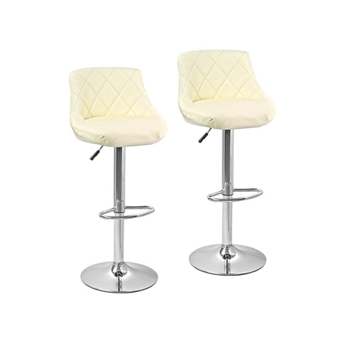 Set of 2 Beige Faux Leather Bar and Kitchen Stools