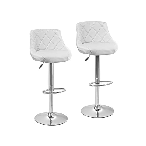 Set of 2 White Faux Leather Bar and Kitchen Stools