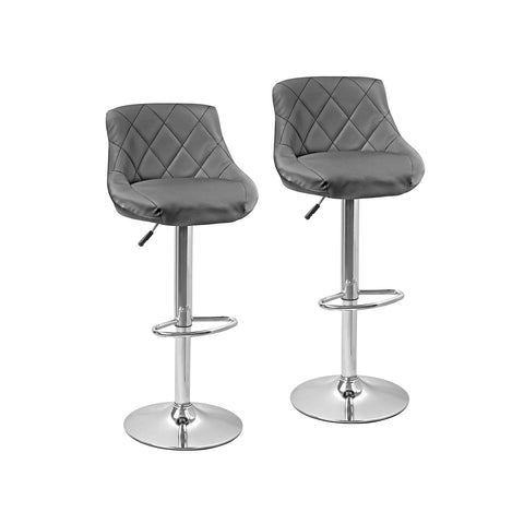 Set of 2 Grey Faux Leather Bar and Kitchen Stools