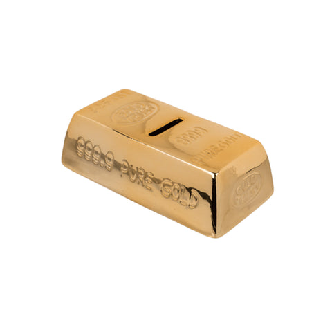 Ceramic Gold Bar-Shaped Piggy Bank with Padlock