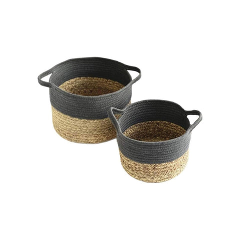Set of 2 seagrass storage baskets 18/20cm