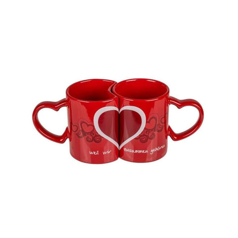 Set of 2 Interlocking Heart Mugs 8,3cm