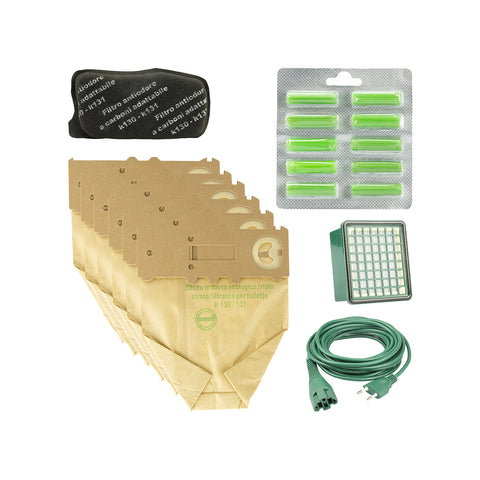 Set of 12 Bags + 20 Fragrance Sachets + 2 HEPA Filters + 2 Carbon Filters + 7M Cable Compatible with VK130/131