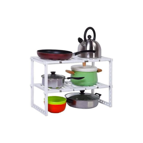 Under-sink shelving unit with 2 adjustable aluminum shelves 30x40cm