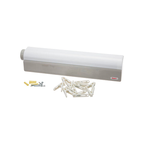 Extendable clothesline system with 6 lines and 10 clips 3,7m