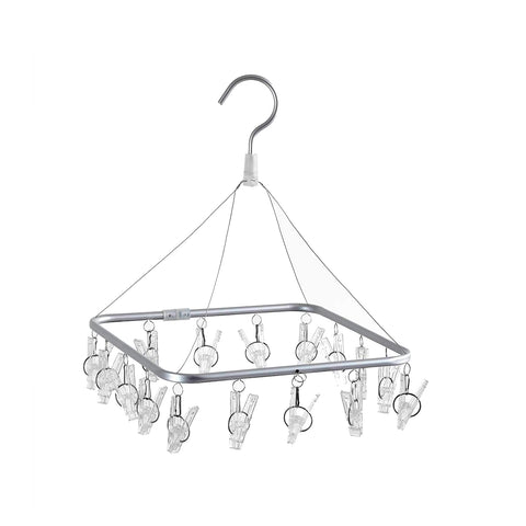 Clothes drying rack with hanging hook and clips 28,5x28cm
