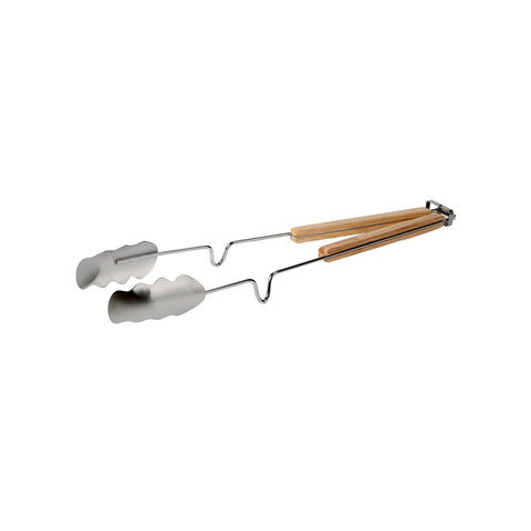 Wood and Steel Barbecue Tongs