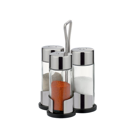 3-in-1 set with glass and stainless steel stand