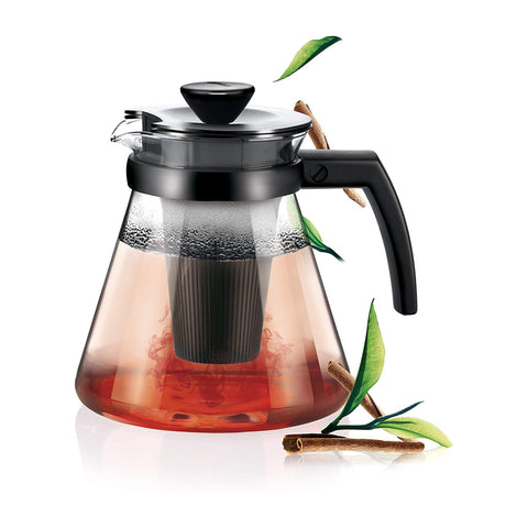 Heat-Resistant Borosilicate Glass Teapot 1.7 L – 2 Filters for Tea and Infusions