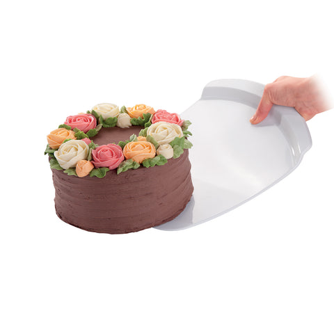White plastic cake tray 31x23cm