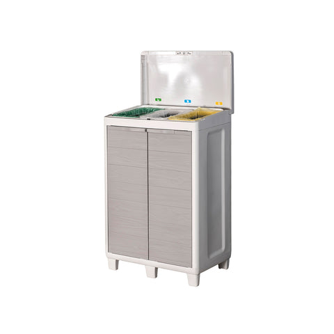 Cabinet with Top, 2 Doors, and 3 Separate Waste Collection Compartments