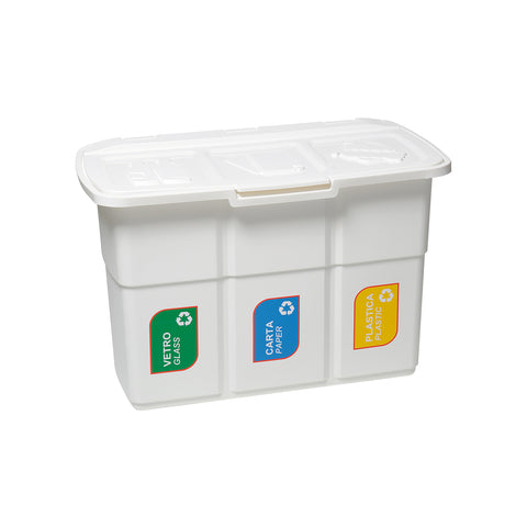 3-Compartment Recycling Bin 25L White