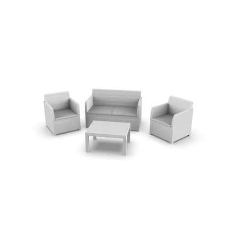 Set of sofa with 2 armchairs and white coffee table