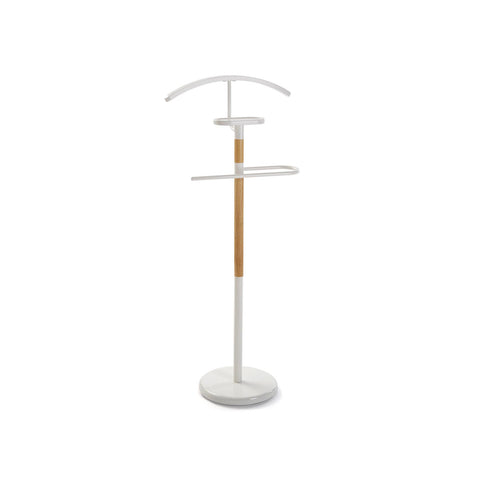 Metal and Wood Coat Rack, White